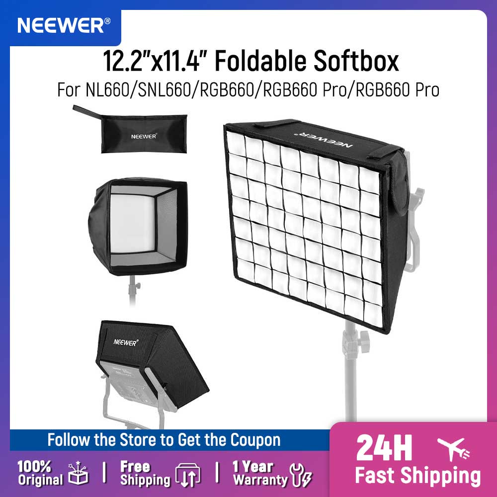 NEEWER – diffuseur de boîte à lumière pliable 12.2 "x 11.4", avec grille et sac, pour lumière vidéo LED NL660/SNL660/RGB660/RGB660 Pro/RGB660 PRO II