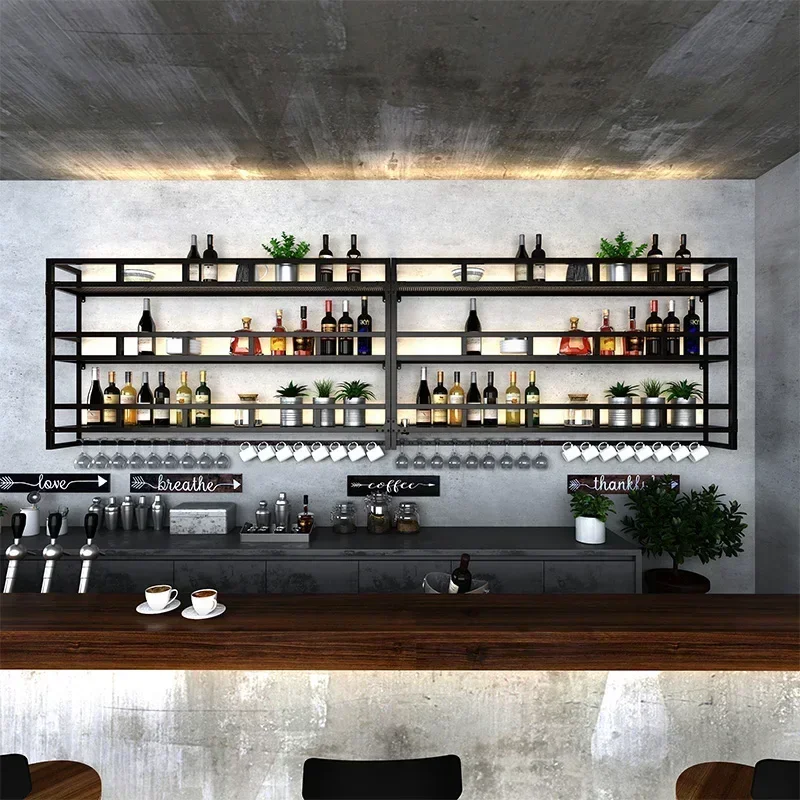Cave display armários de vinho barra cozinha metal buffet licor vinho rack fixado na parede armazenamento botellero vino móveis do hotel