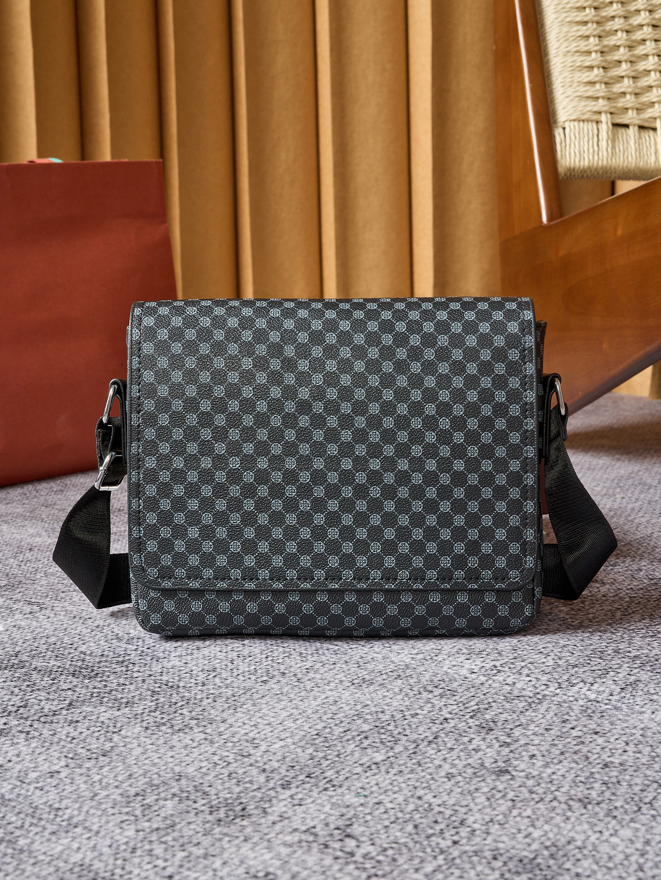 ​ ​ 24 cm heren crossbodytas met krokodillenreliëf - slanke anti-diefstal PU-slingbag met telefoonzak, geschikt voor 10" tablet en paspoort