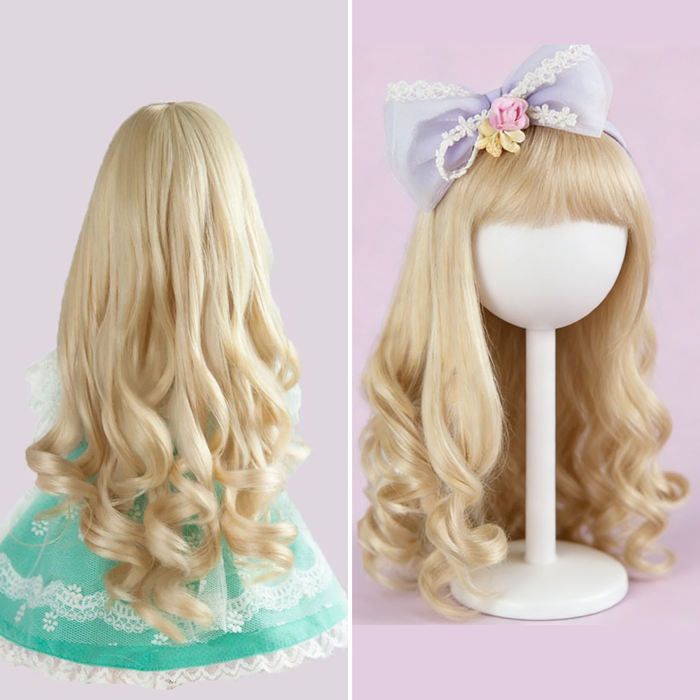 New 1/3 1/4 1/6 1/8 Bjd SD Wig Blonde Wavy Hair High Temperature Wire BJD Wig Bangs long curly hair For BJD Doll Many Colors