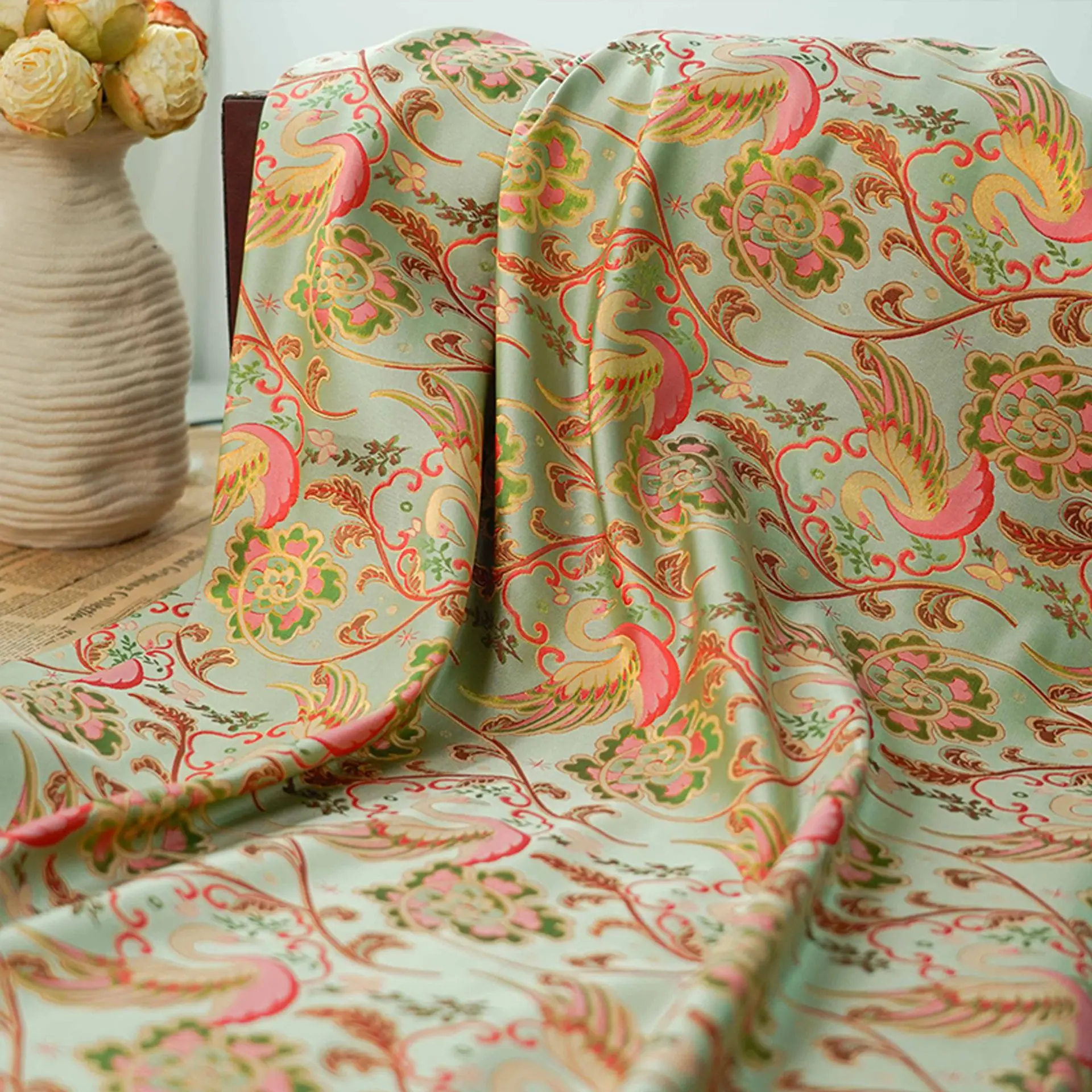Tissu Jacquard Brocart Classique pour Femme, Style Chinois, Veste, GlaDécoratif, Couture