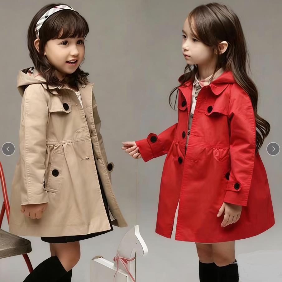 New children's Korean version jacket girls' spring and autumn solid color cardigan long casual hooded jacket 2-12Y