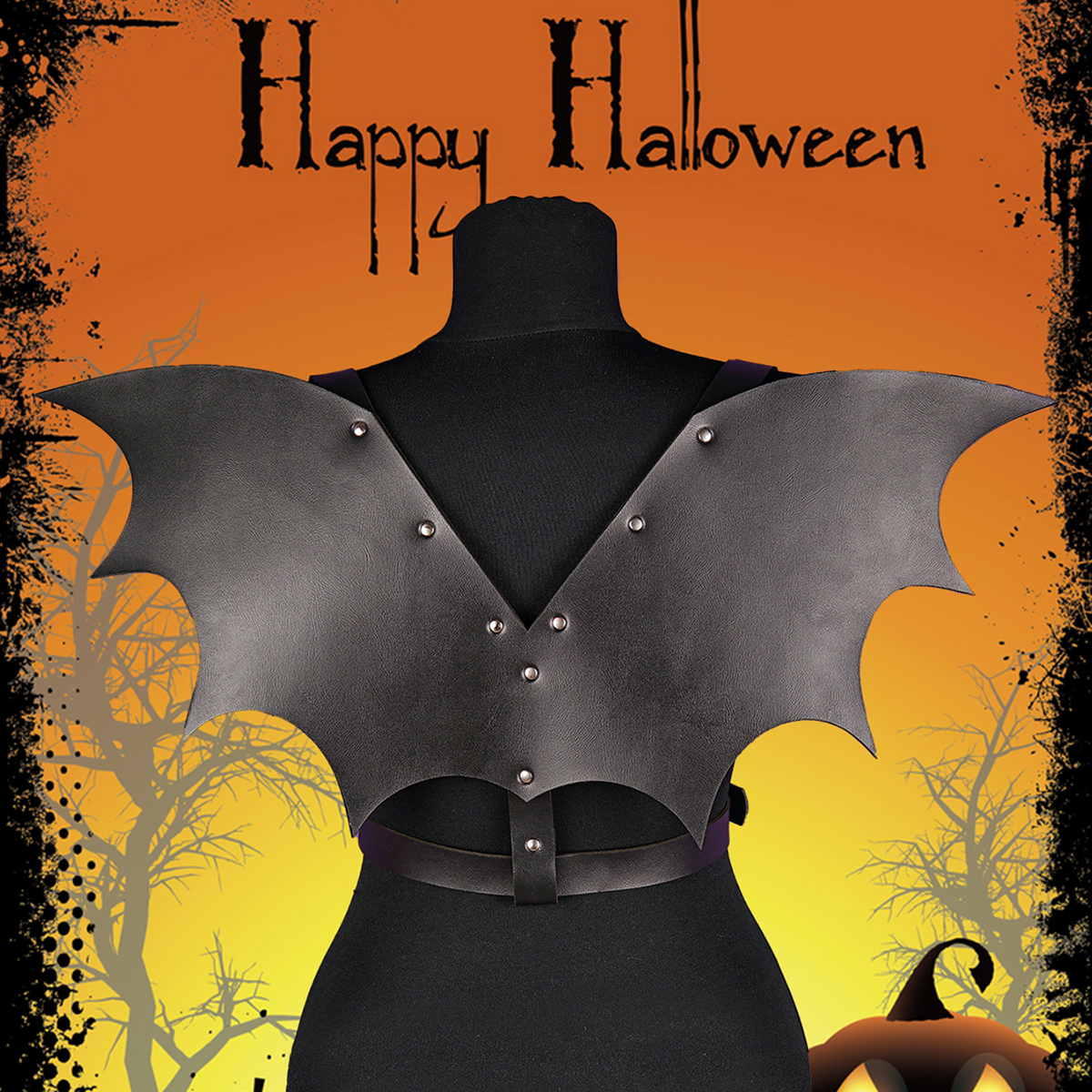 Couro Bat Wings Arnês com Dragon Wings, cinto, cinto de peito, traje de Halloween, gótico