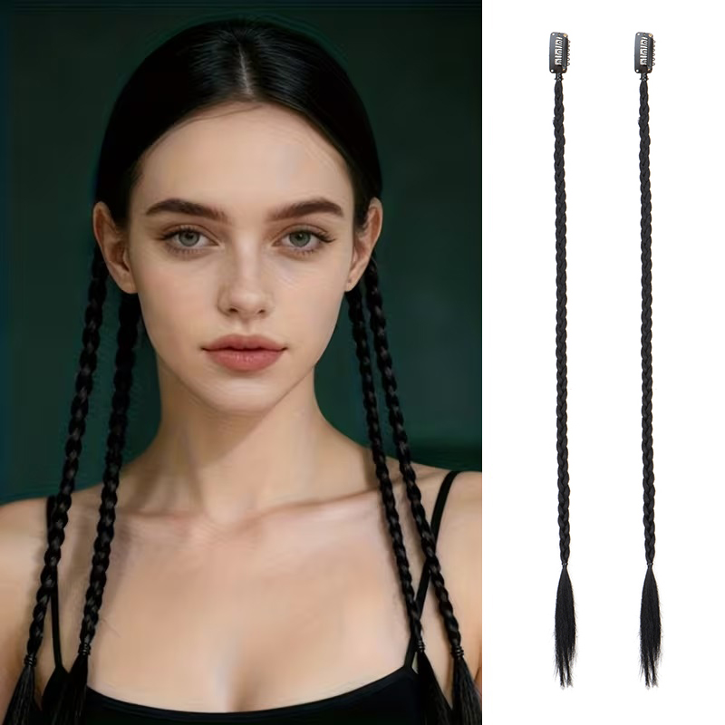 20 pulgadas sintético 2 uds Y2K estilo pelo largo recto Mini trenza fibra de alta temperatura Color mezclado accesorio para el cabello para uso diario