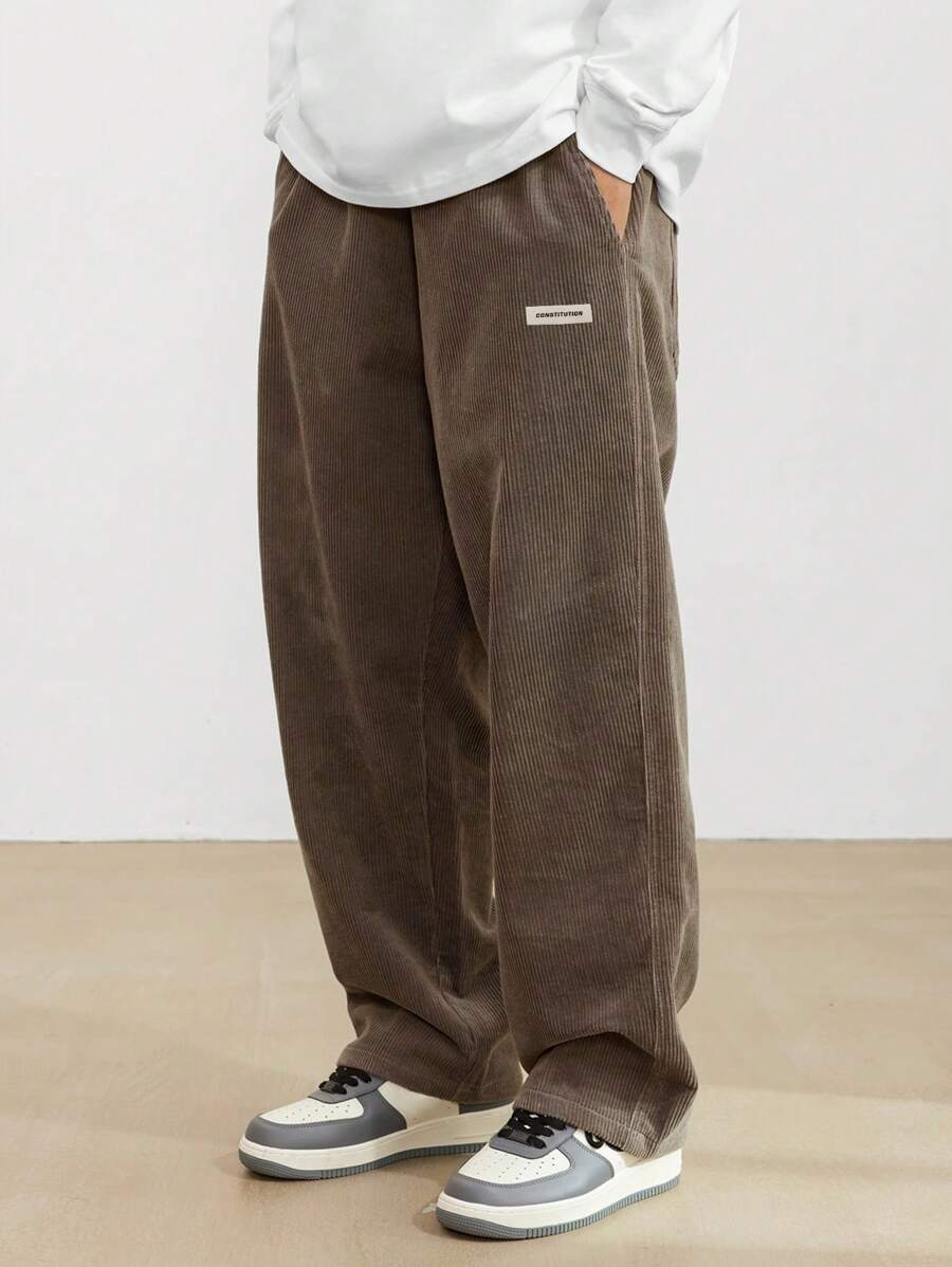 2026 Neue Mode Herren Cordhose Gerade Geschnitten Lässige Hose Frühling Herbst Outdoor Streetwear mit Kordelzug Elastischer Bund