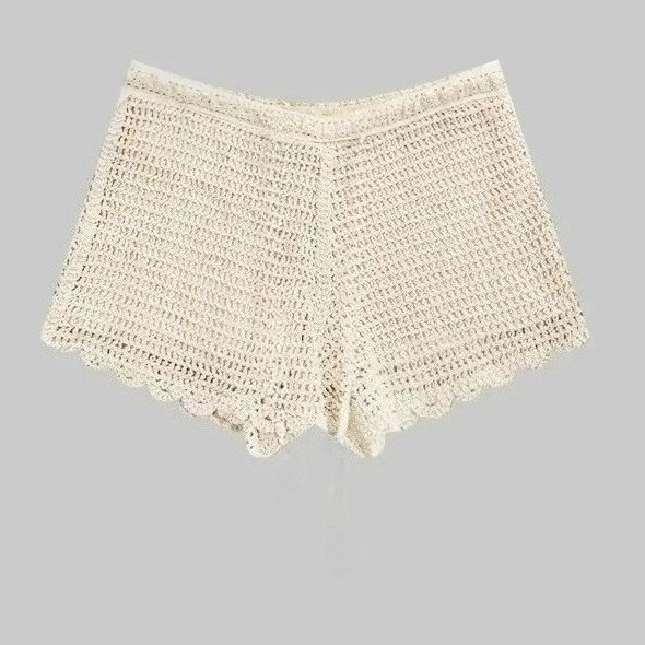 Shorts de crochê feminino, shorts de praia, shorts de gancho oco, moda praia, shorts esportivos, férias de verão