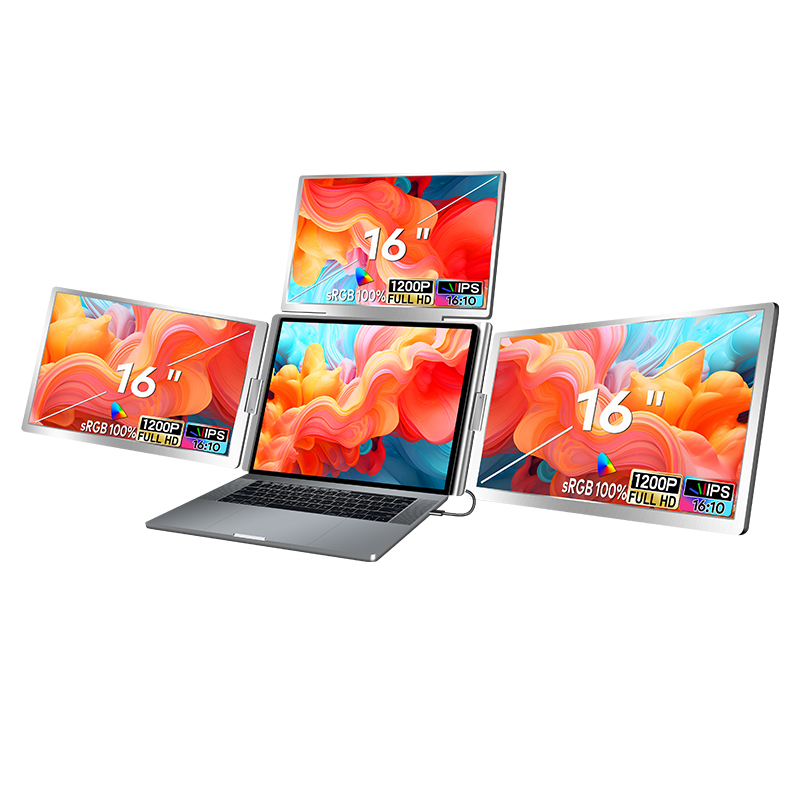 Monitores Portátiles Retráctiles Dobles USB-C de 16 Pulgadas, Pantalla Externa Grande, Extensor de Pantalla Cuádruple para Laptop, Gran Venta