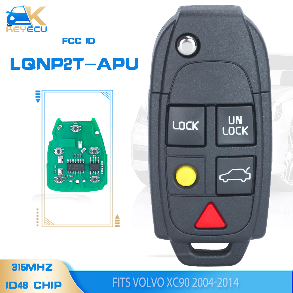 KEYECU LQNP2T-APU llave remota de 5 botones sin llave 315MHz ID48 Chip Fob para Volvo XC70 XC90 S60 S70 S80 V70 2004-2015