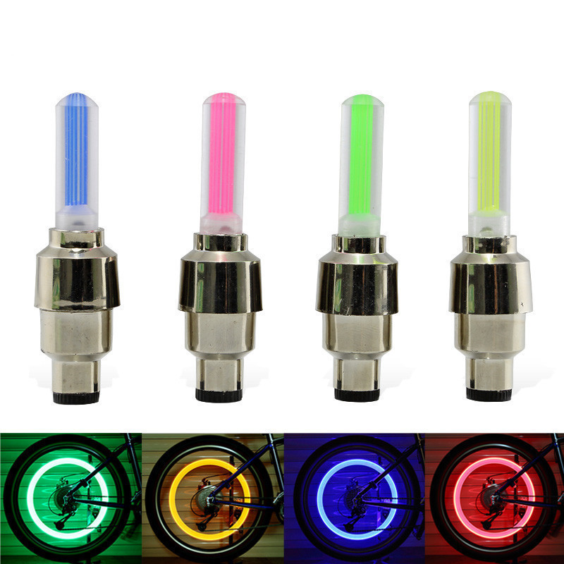 Luces LED con Sensor de movimiento para bicicleta, 2 uds., con baterías para carretera, MTB, bicicleta de montaña, válvula de neumático, accesorios para bicicleta