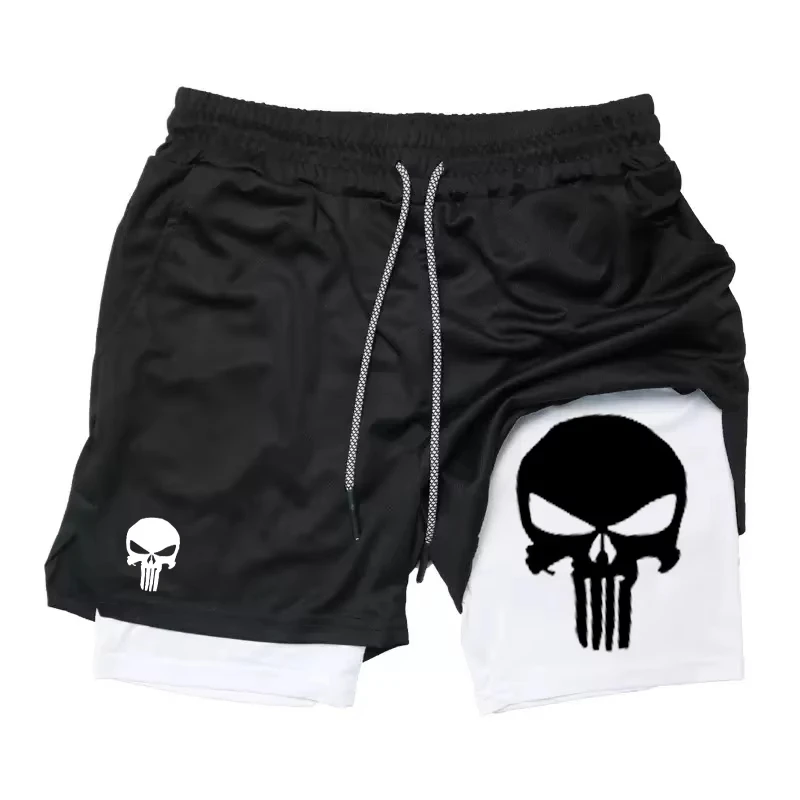 2-in-1 men's performance shorts, sports quick drying shorts with phone pocket, summer gym fitness running shorts