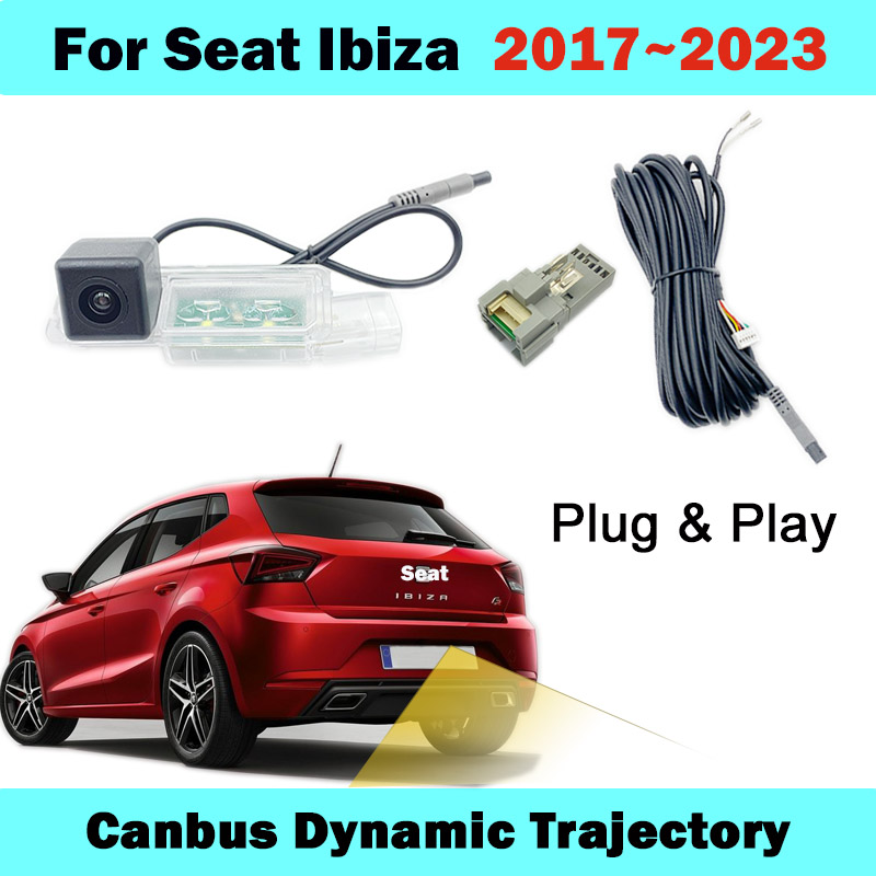 HICAMRUI Achteruitrijcamera voor Seat Ibiza 6F KJ1 2023 2022 2021 2020 2019 2018 2017 Canbus Dynamische Trajectlijn Zonder Codering
