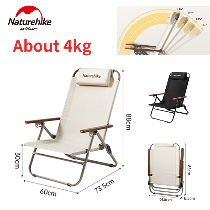 Naturehike T02 Adjustable Folding Recliner Camping High Back Lounging Chair Outdoor Portable Backrest Relax Chairs Leisure Chair