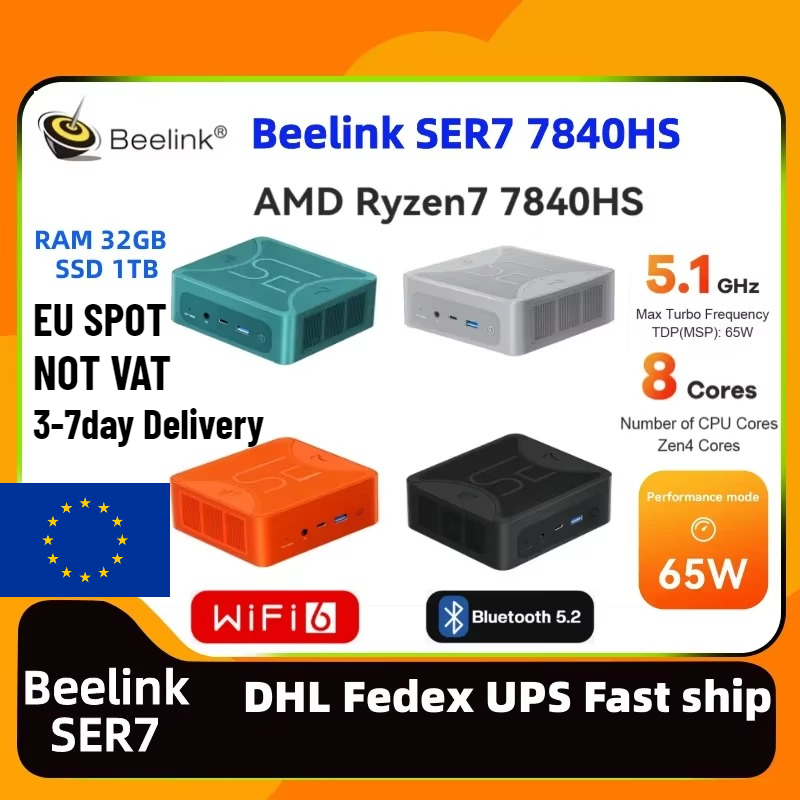 2025 oficial beelink ser7 mini pc amd ryzen7 12 núcleos 7840hs ram ddr5 tipo c sem ram sem ssd beelink mini pc gamer mini laptop