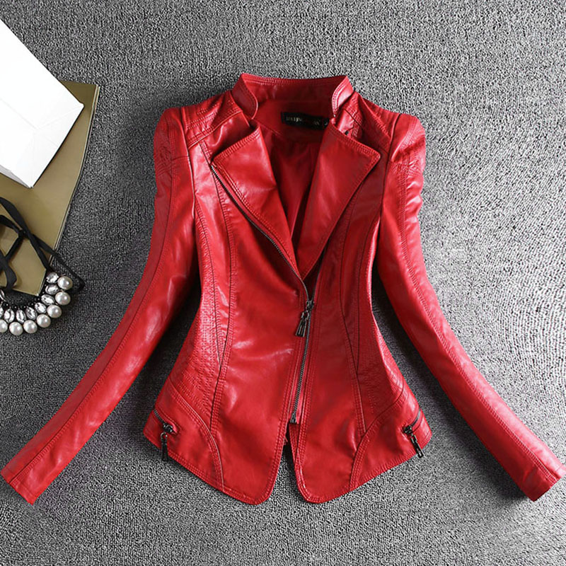 Chaqueta de cuero para mujer, abrigos, ropa ajustada para primavera y otoño, 2024