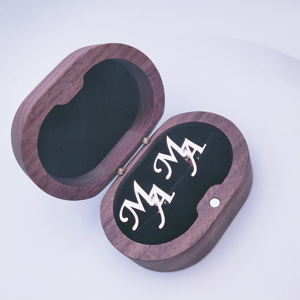 Tangula Custom Herren-Manschettenknöpfe aus Edelstahl für Bräutigam, Initialen, Manschettenknöpfe mit Eichen-Geschenkbox, Hochzeit, Bräutigam, Schmuck, Geschenk