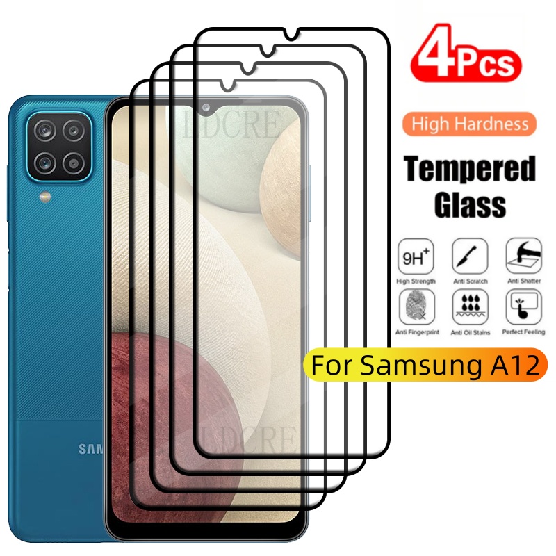 4 Uds para Samsung A12 vidrio Samsung Galaxy A12 vidrio templado 9H cubierta protectora completa pegamento para Protector de pantalla Samsung A12 A 12