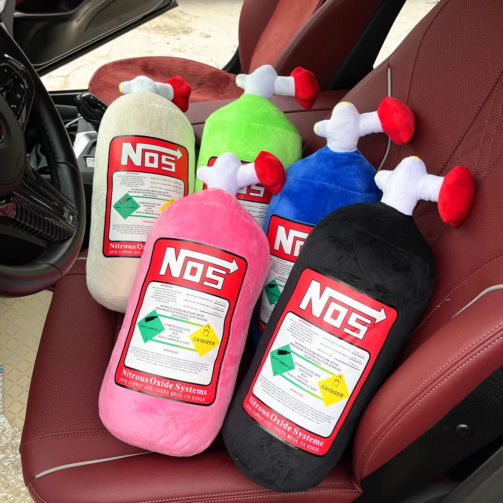 2024 New Car Neck Pillow Car Headrest for Driver Front Passenger Seat NOS Bottle Pillow Car Decor Headrest Cushion Plush Pillow