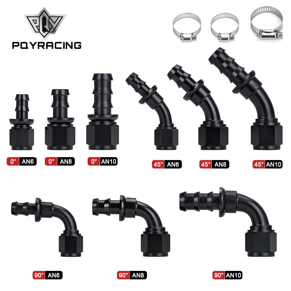 Universal AN6 AN8 AN10 Push-on Schlauch End Fittings Heizöl Kühler Schlauch Fitting 0 45 90 180 Grad wiederverwendbare Anschluss Adapter