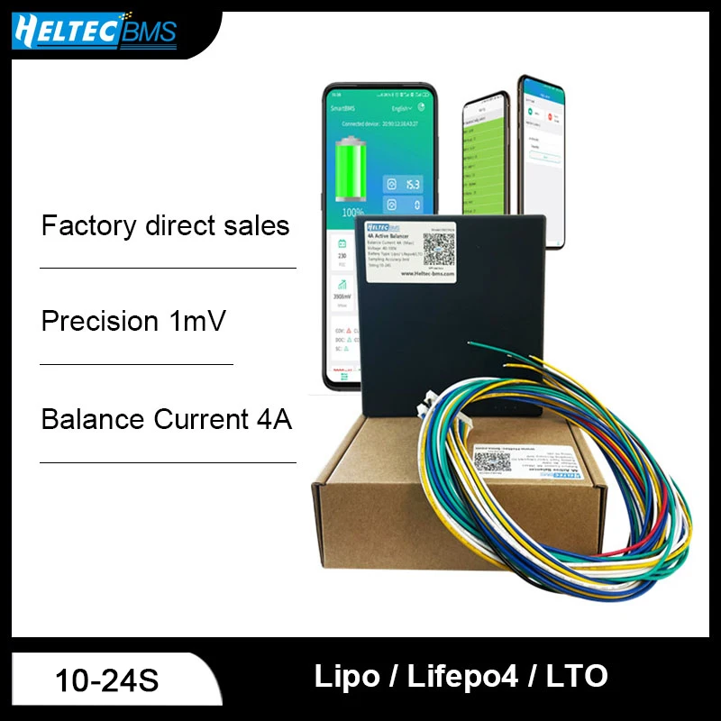 Точность 1mv 4A 15A активный баланс 4S-24S Li-on Lifepo4 LTO ячейка с Bluetooth приложение стабилизатор эквалайзер