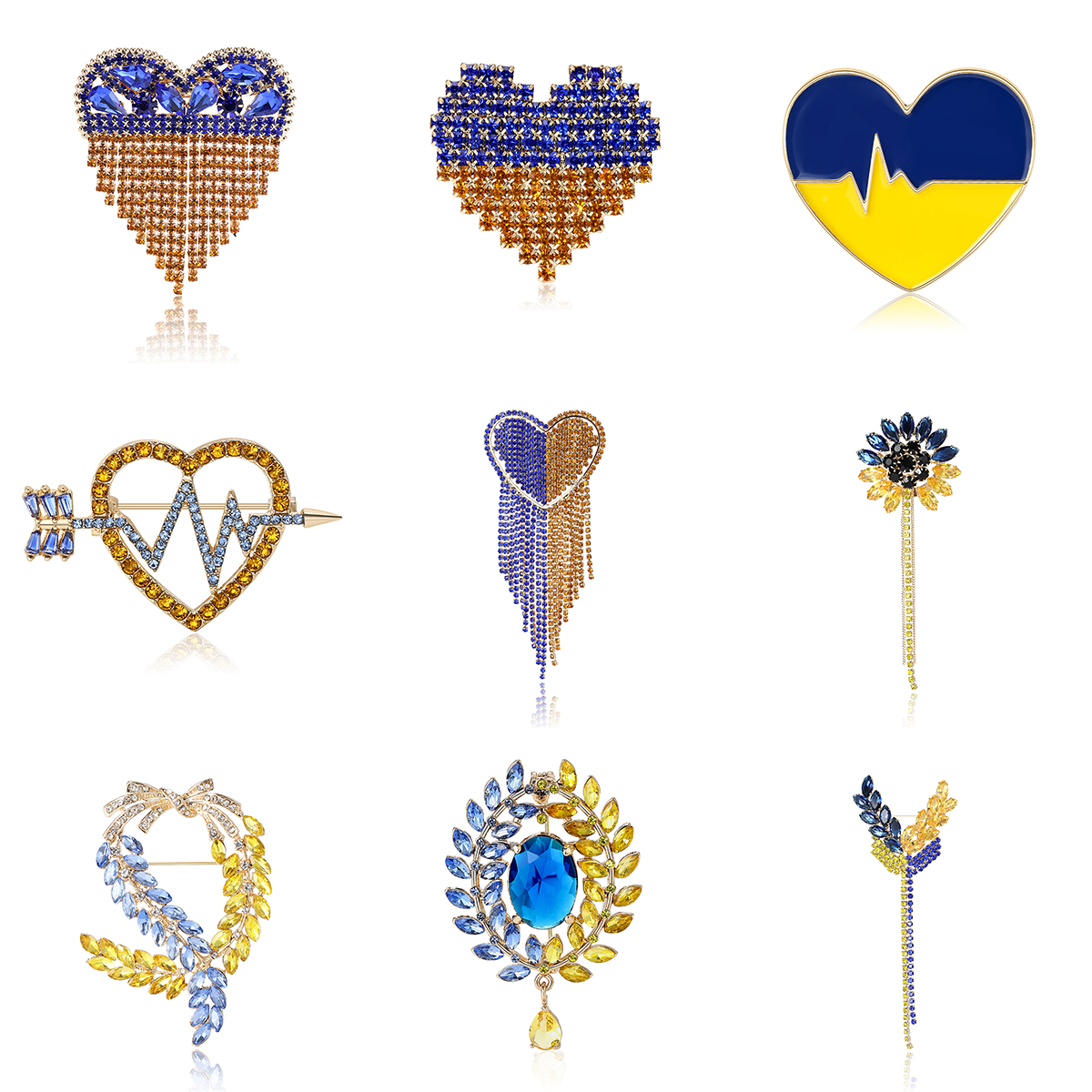 Broches de corazón ucraniano para mujer, alfileres de borla de trigo de amor Unisex, accesorios de fiesta informales disponibles multicolores, regalos