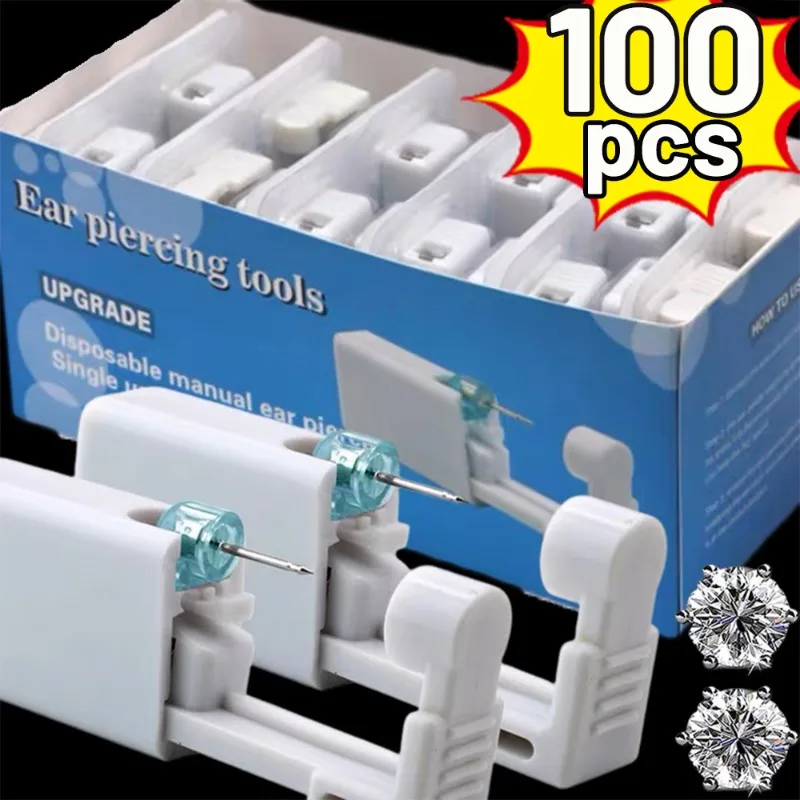 Kit de pistolet de perçage d'oreille de sécurité pour femmes et hommes, dispositif de perçage d'oreille stérile en plastique blanc jetable, outils de perçage de bijoux simples à la mode