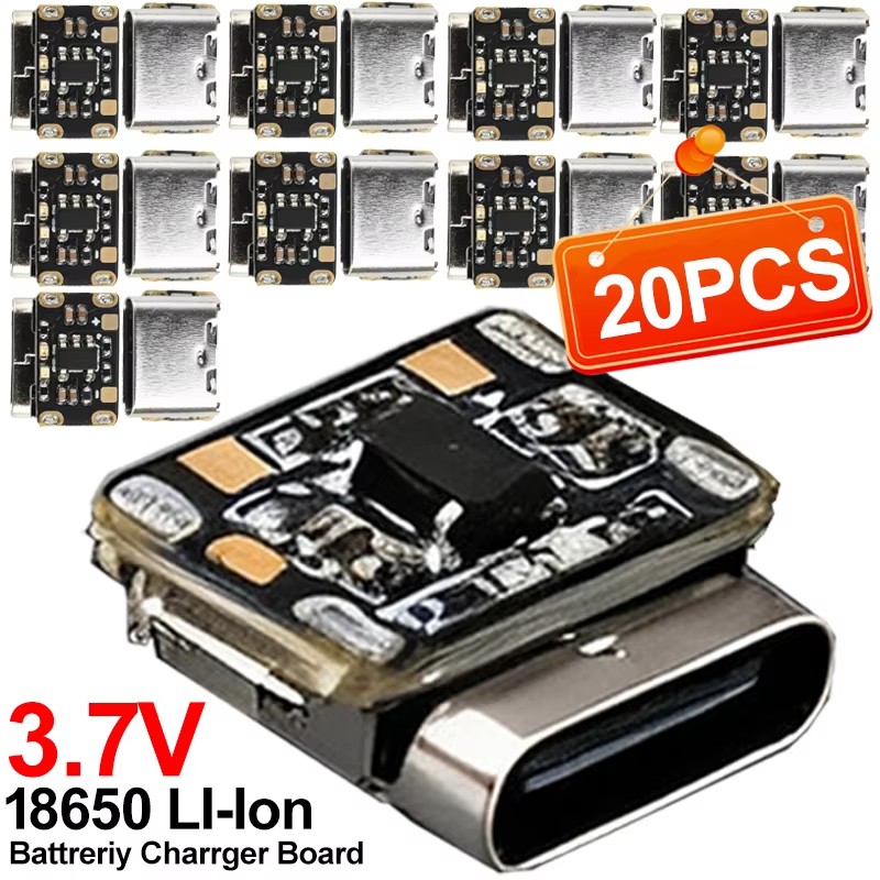 1-20 Unidades de Placa de Carga para Baterías Mini Li-Ion 18650 de 3.7V con Entrada Tipo C y Convertidor de Protección para Teclado y Power Bank
