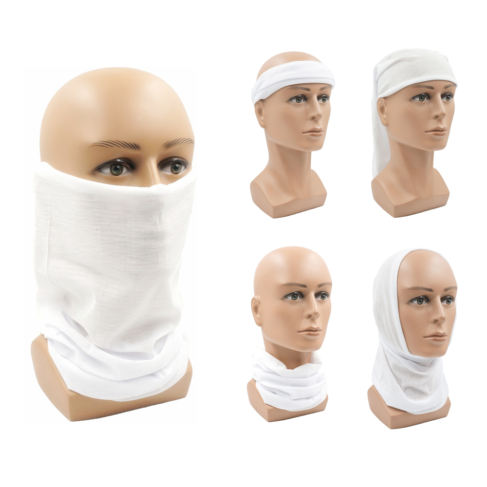 Witte Fietsvissen Hoofdband Outdoor Naadloze Bandana 'S Masker Wandelen Nek Warmer Gaiter Gezicht Schild Sjaal Mannen Vrouwen Bivakmuts
