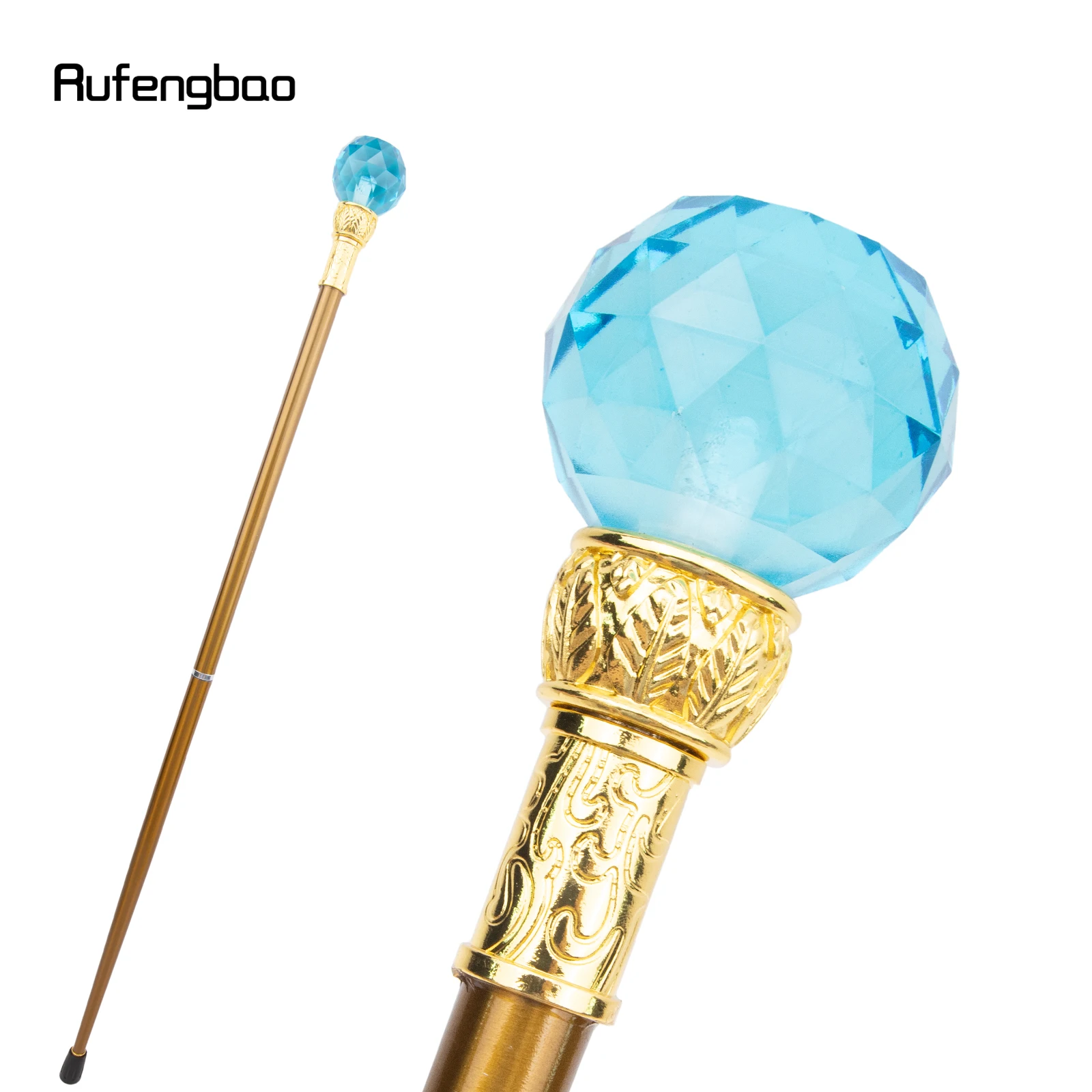 Bastón para caminar dorado de cristal azul, bastón decorativo a la moda para caballero, bastón elegante para Cosplay, 93cm