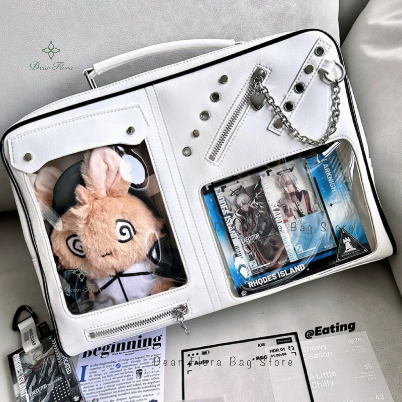 Y2K tas bahu Ita wanita tas transparan perempuan tas Fashion selempang tampilan DIY tas ransel tas buku bepergian tas punggung pelajar
