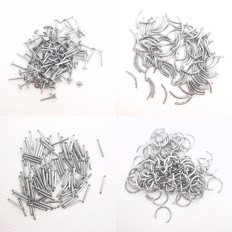 100 pezzi Accessori per piercing Orecchio naso lingua labbro sopracciglia bilanciere Labret Helix Anello con perno Gioielli per il corpo in acciaio inossidabile per donna Uomo