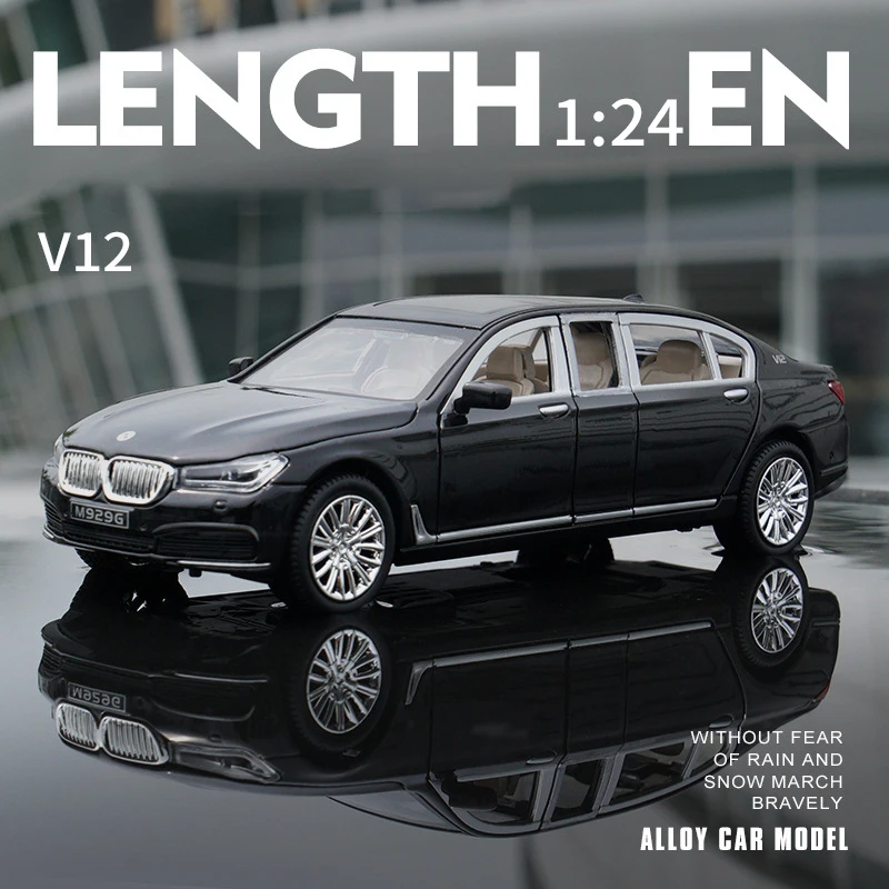 1:24 BMW 7Series 760LI coche en miniatura de aleación fundido a presión y vehículos de juguete modelo de coche de juguete de Metal colección de alta simulación regalos para niños