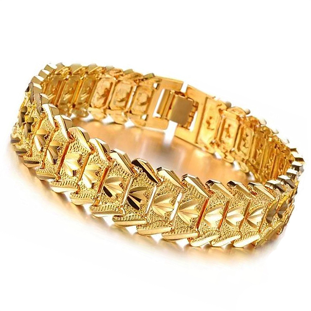 SAIYE 21cm Retro Fashion European Coin 925 Sterling Silver Gold Plated Men's Wide Bracelet Watch Chain Wholesale