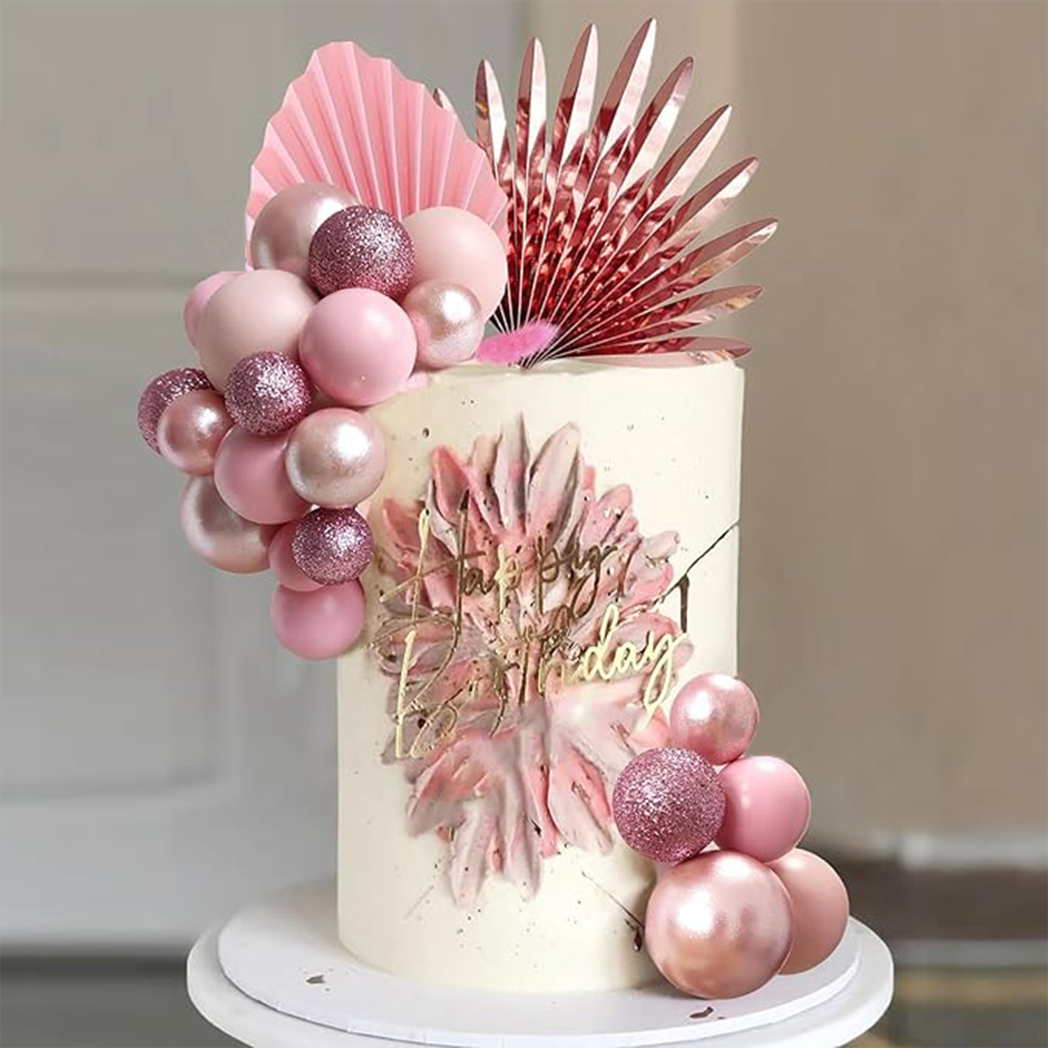 33 ชิ้นลูกบอลเค้ก Toppers ใบปาล์มตกแต่งเค้กสําหรับงานแต่งงานวันเกิด Baby Shower Party Supplies วันแม่