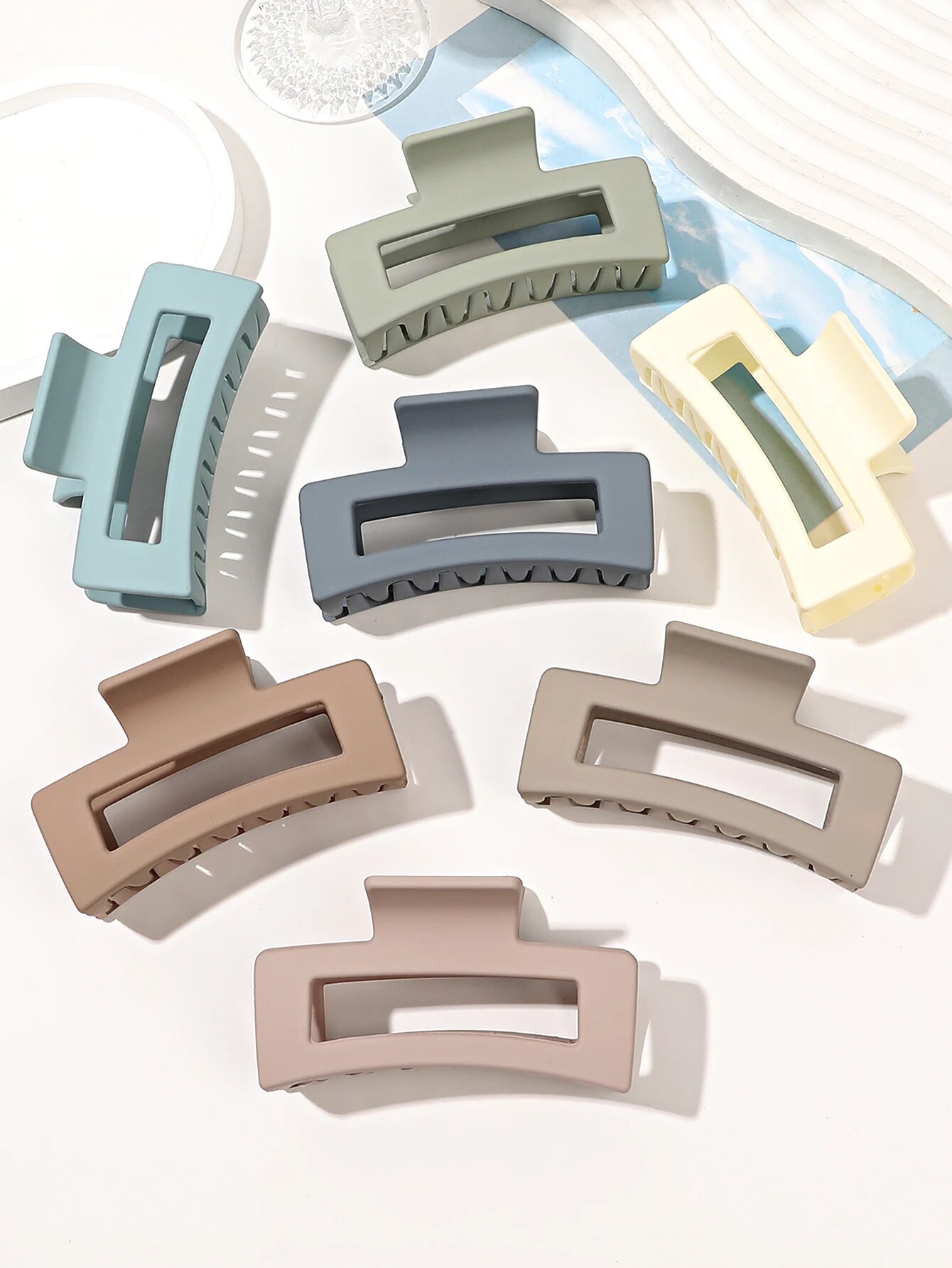 7 grampos de garra de cabelo grandes dos pces 3.4 "antiderrapante grande quadrado fosco para meninas das mulheres, grampos de banana de fixação forte para cabelos grossos e finos
