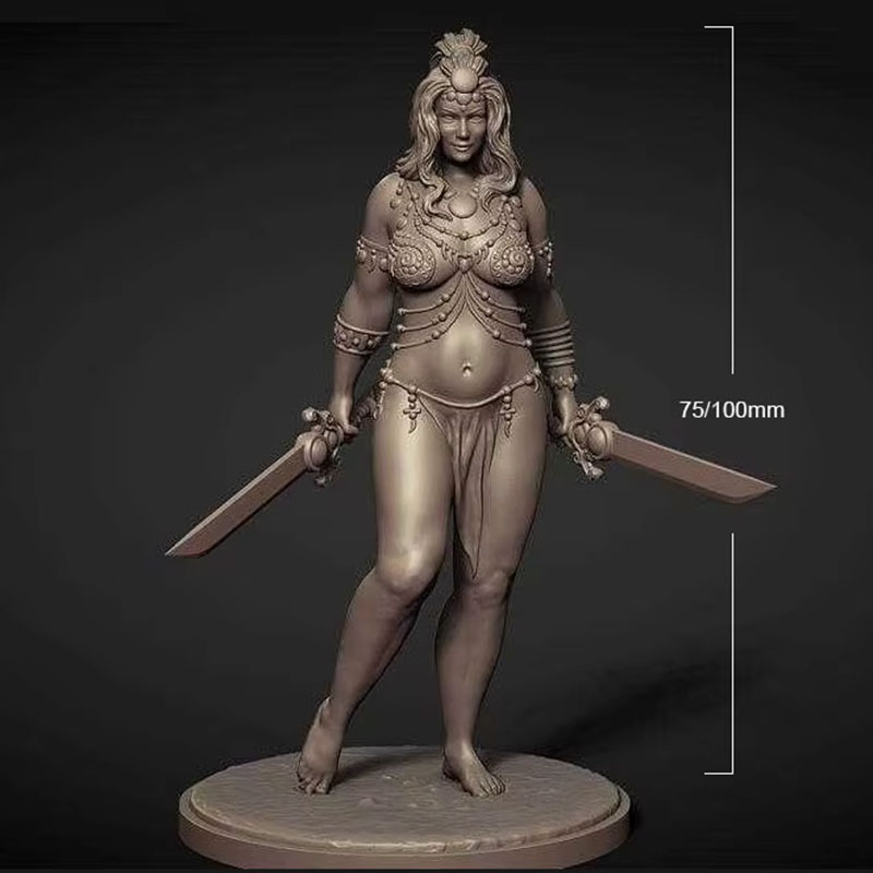 1/24 75mm 1/18 100mm Resin Model Kits The Female Swordsmanl Warrior Figurine Unpainted No Color RW-882