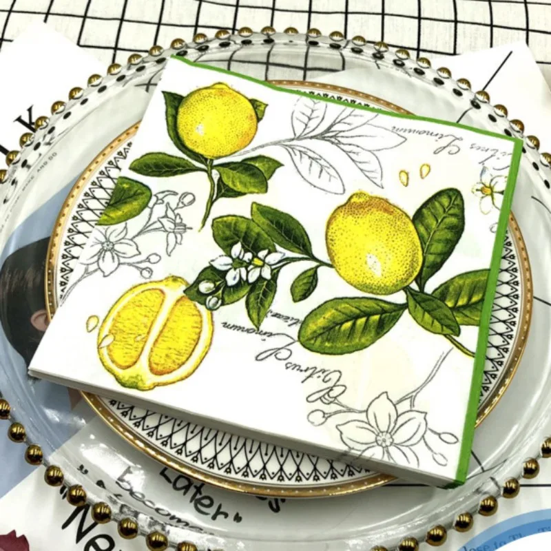 10/20 pçs 33*33cm 2 camadas guardanapos de polpa de madeira colorida estilo limão decoração de festa placemats de papel borboleta bart papel