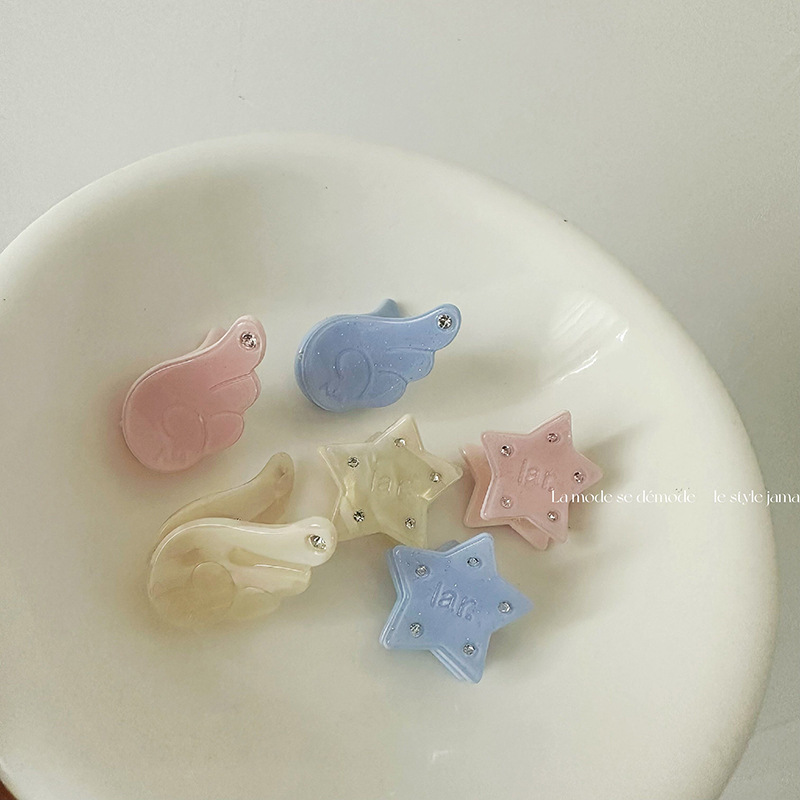 Ontwerp Gevoel Vijfpuntige Ster Angel Kleine Vleugel Haarspeld Kleine Grab Clip Water Diamant Zoete Prinses Haar Sieraden Banger