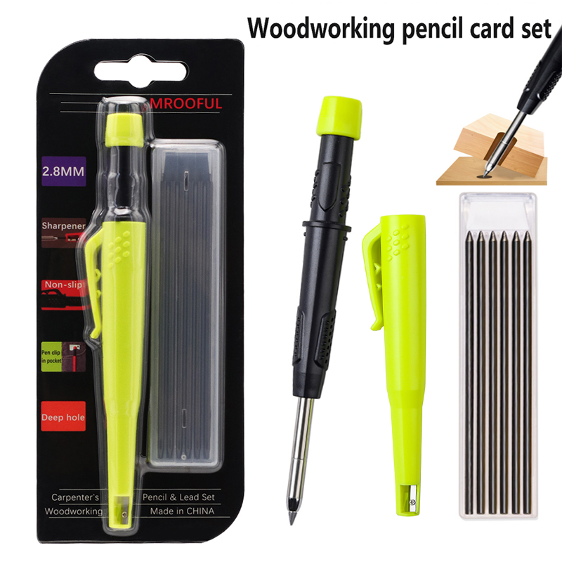 Ensemble de cartes à crayons pour le travail du bois, marquage et dessin de trous profonds, avec plomb fiable et durable de 2,8 mm, pour l'ingénierie des charpentiers