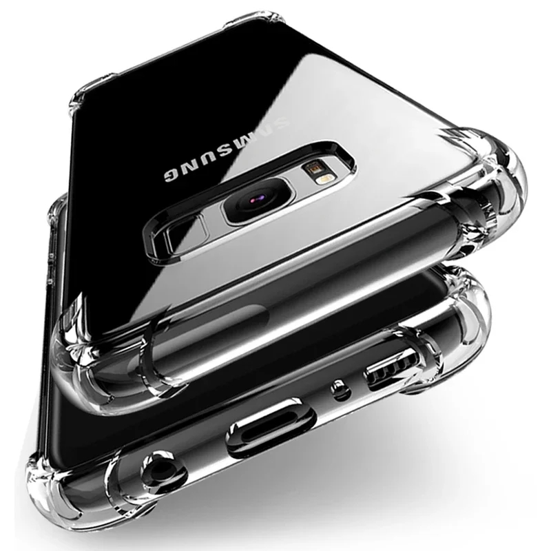 Étui en silicone souple transparent antichoc pour Samsung Galaxy, S20, S21, S22, S23, FE, S8, S9, S10E, S10, Note 10 Plus, 20 Ultra Cover Cases