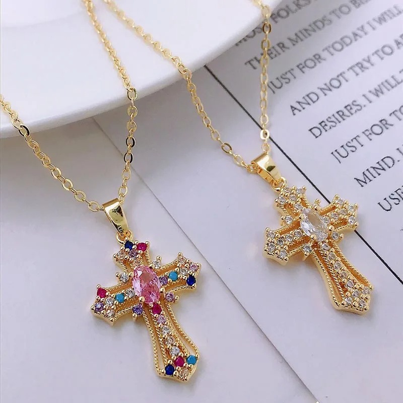ผู้ชายผู้หญิง Hip Hop Zircon CROSS เงาจี้สแตนเลสสร้อยคอสร้อยคอสร้อยคอสร้อยคอสร้อยคอสร้อยคอสร้อยคอสร้อยคอสร้อยคอสร้อยข้อมือ Bling ประณีตสร้อยคอเครื่องประดับของขวัญแฟชั่น