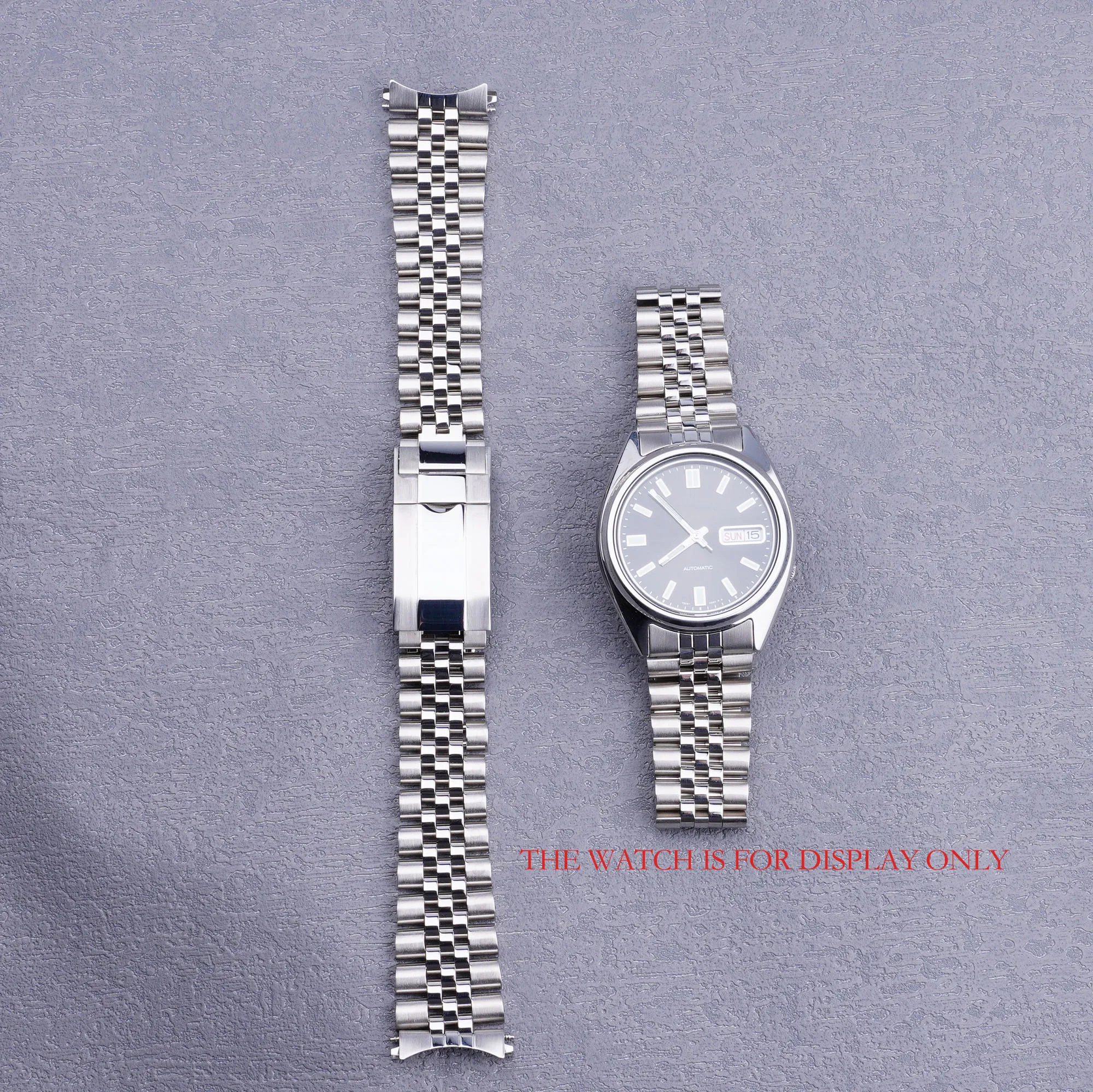 Tali Jam Tangan Jubilee 19mm Perak Berongga Ujung Melengkung Solid Screw Links Untuk Seiko 5 SNXS73K1 SNXS75 SNXS77 SNXS79K1 SNX79J1