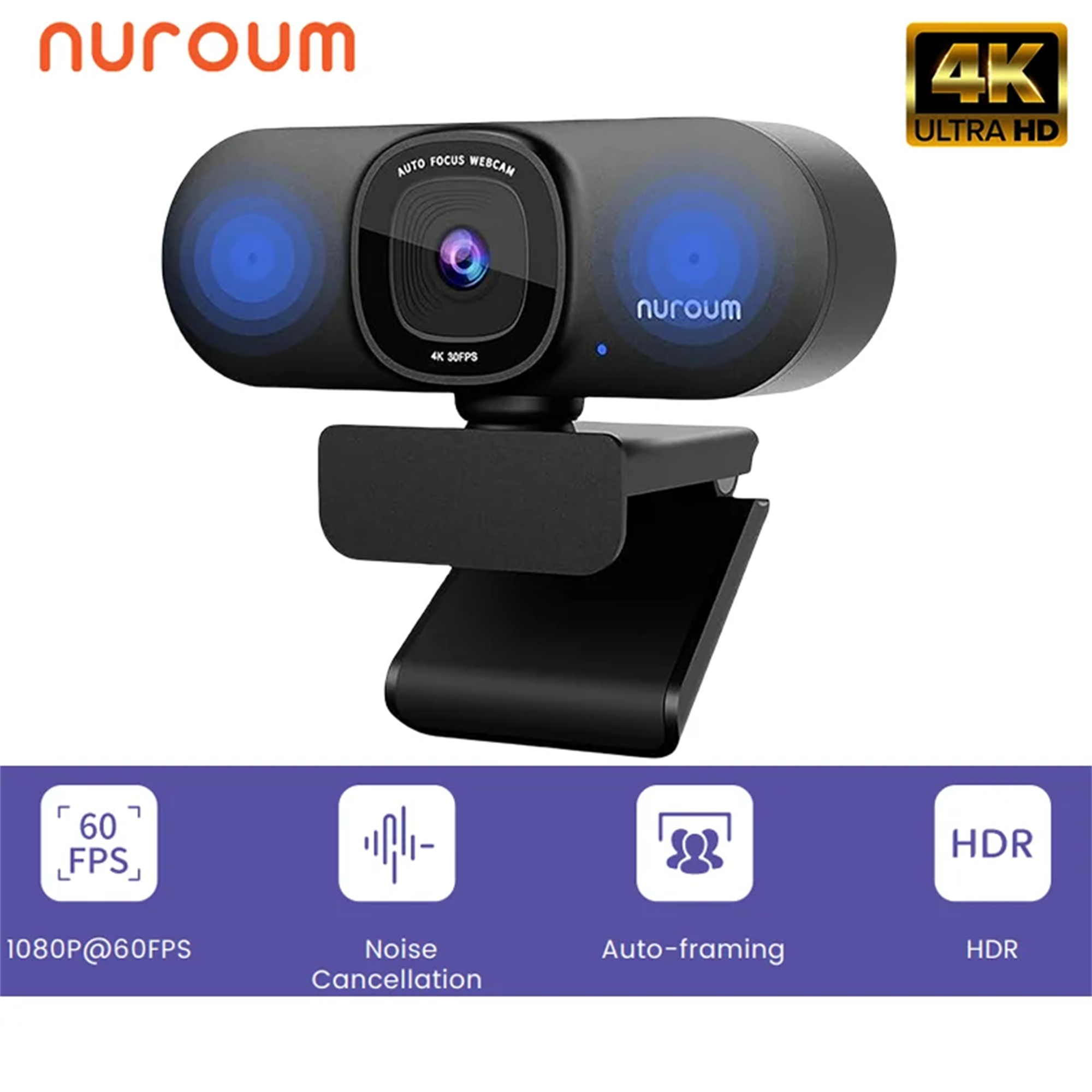 j NUROUM V32AF 4k Full HD PC Camera Webcam Ai Noise Canceling & Farming Conference Podcast Camera Web Kamery do sali konferencyjnej