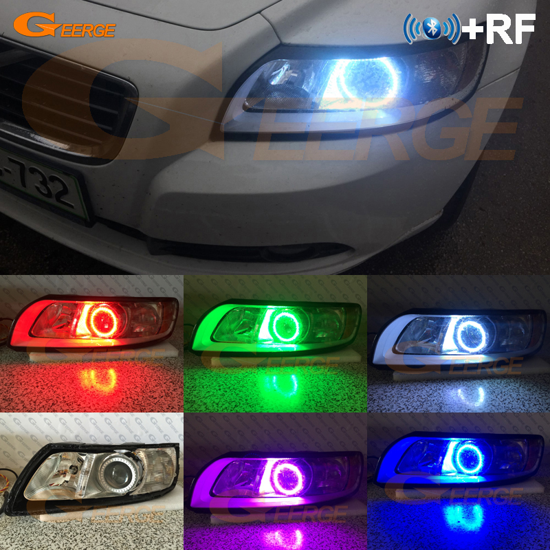 Geerge สําหรับ Volvo S40 544 V50 545 RF รีโมทบลูทูธ-ใช้งานร่วมกับ APP หลายสี Ultra Bright RGB LED Angel Eyes ชุด Halo แหวน