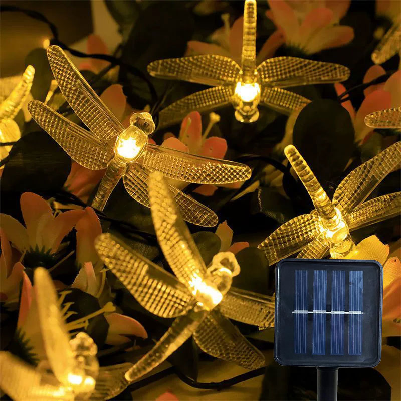 5M 20LEDs Solar Libelle Lichterkette String Licht Girlande Wasserdicht Festival Lampe Garten Weihnachten Dekoration LED Outdoor