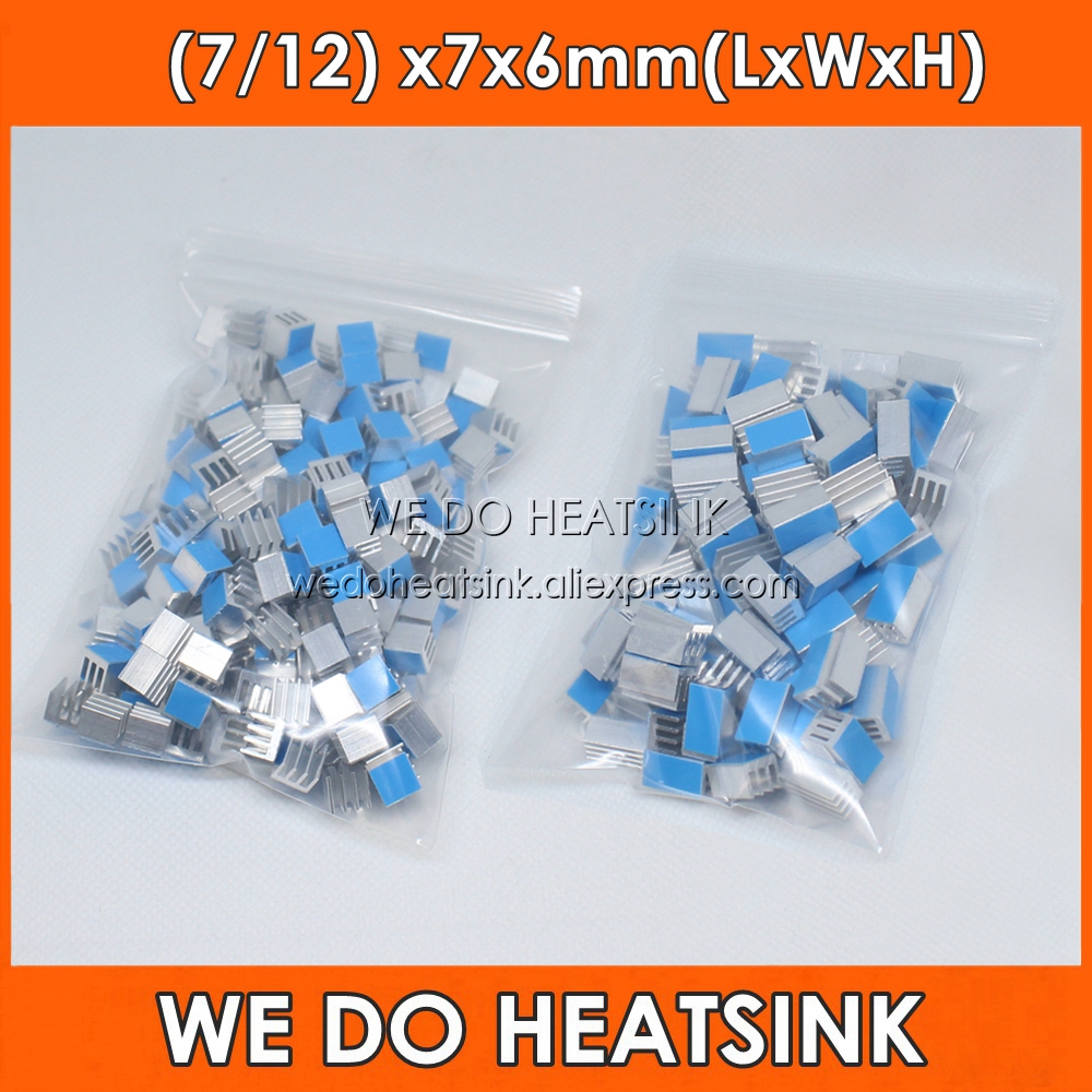 WE DO HEATSINK 50pcs/lot Tiny Small DIY 7 / 12 X 7 X 6mm Heatsink Aluminum Heat Sink Cooler With Blue Thermal Pad