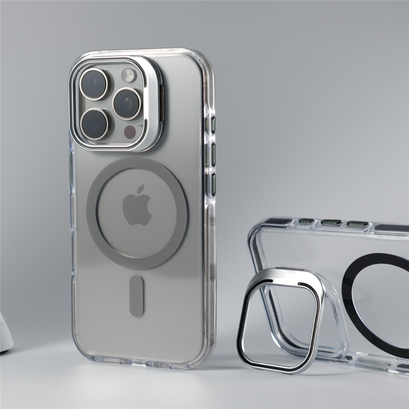 Supporto per obiettivo fotografico di lusso trasparente per custodie Magsafe con ricarica wireless per iPhone 16 15 14 13Pro 15Pro Max, cover trasparente antiurto