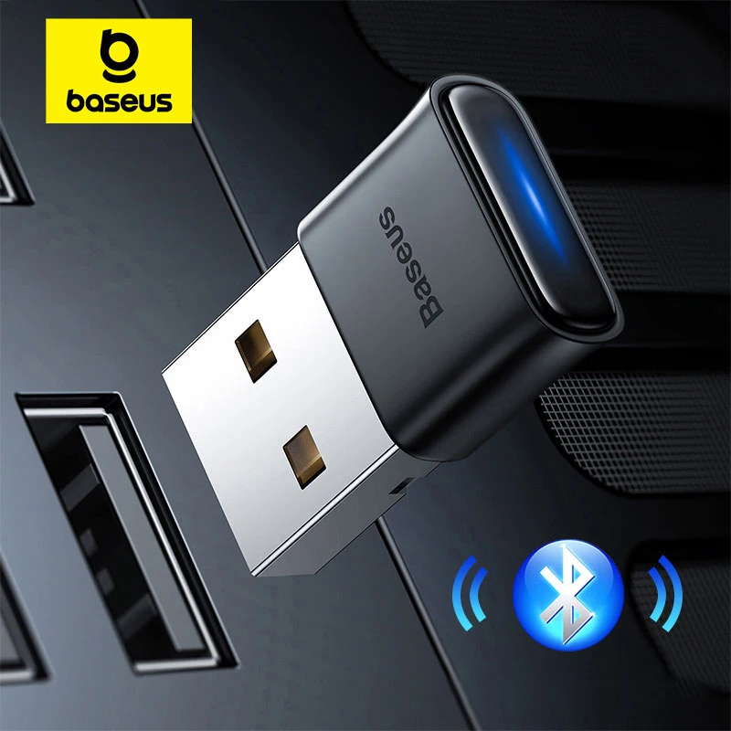Baseus USB Bluetooth Adapter Dongle Adaptador Bluetooth 5.1 untuk PC Laptop Speaker Nirkabel Penerima Audio Pemancar USB