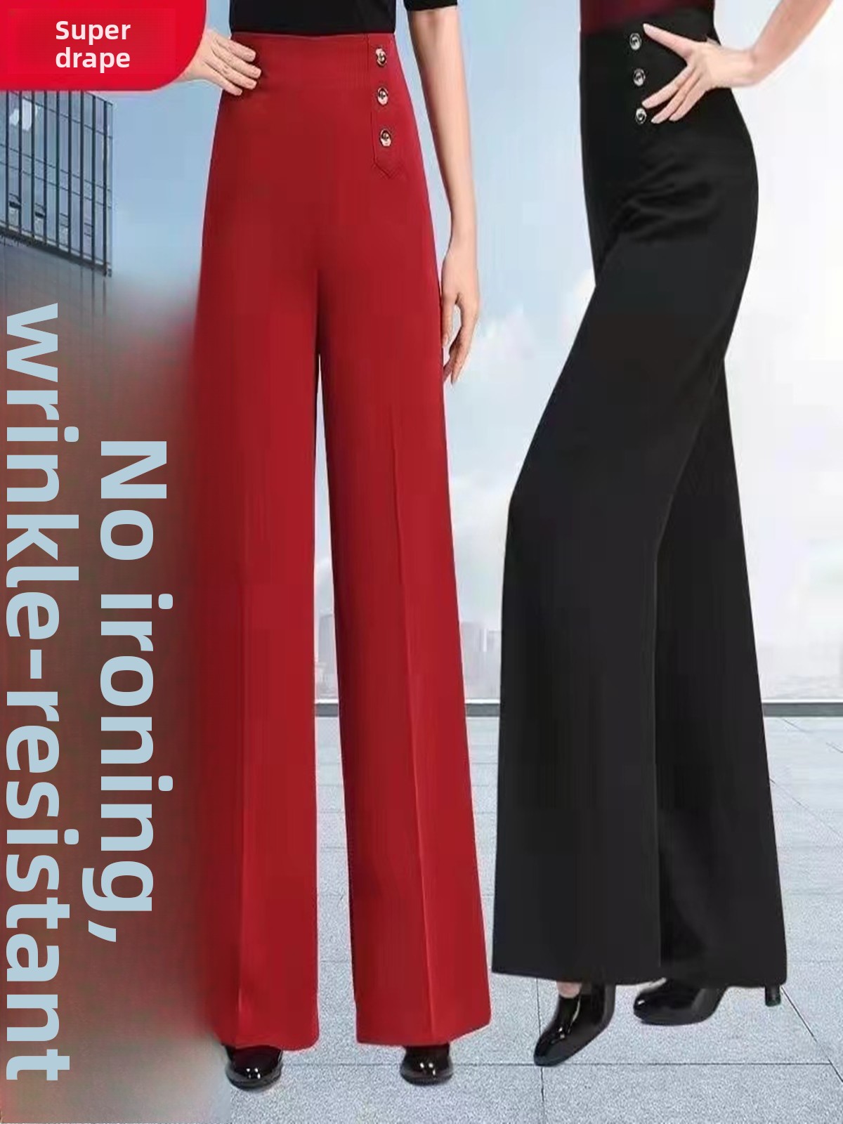 High Waist Wide Leg Pants Women's Spring Autumn Drapey Loose Modern Dance Pants Female Style Commute Asymmetric Pocket Long T...