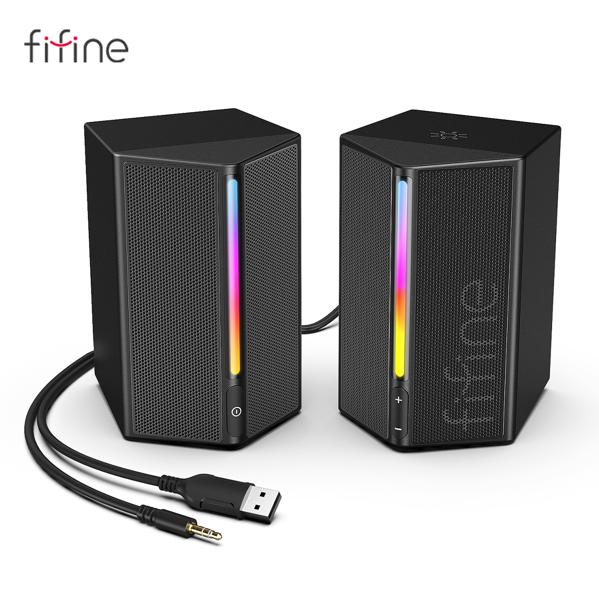 FIFINE-Boîte de son de jeu avec son surround stéréo, haut-parleur RVB USB, contrôle du vol pour PC,Lattop,PS4, PS4 5, amplificateur TV, A20