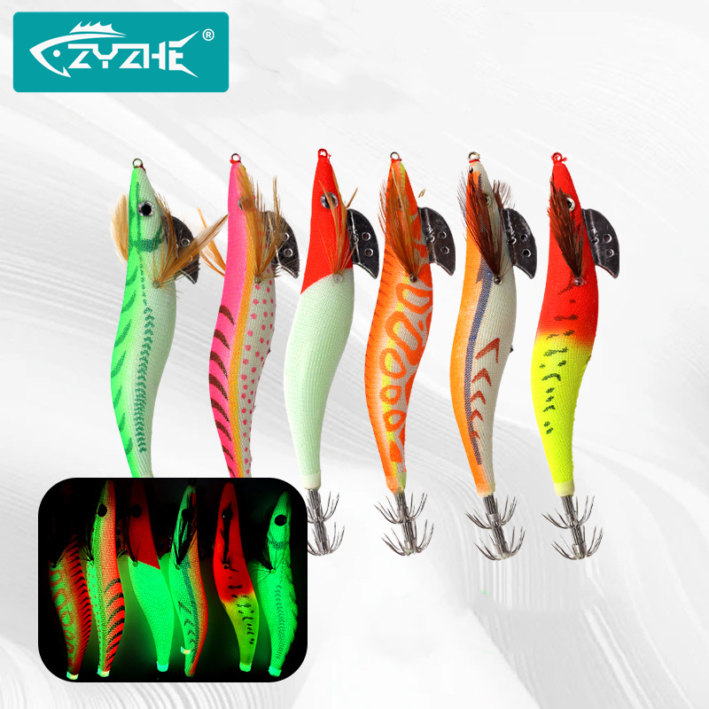 ZYZHE  Squid Bait 2.5# 3.0# 3.5# 4.0# Luminous Octopus Hook Fake Shrimp Lures Simulation Sea Fishing Lure  Jigs Tackle